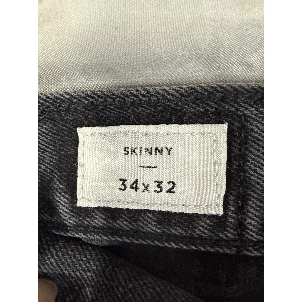PacSun Jeans Mens 34x32 Gray Charcoal Skinny Distressed Denim Slim Fit Ripped